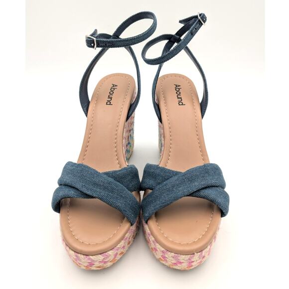 Abound Sukie Espadrille Wedge Sandals Women's Blue Denim Size US8M - Picture 2 of 9